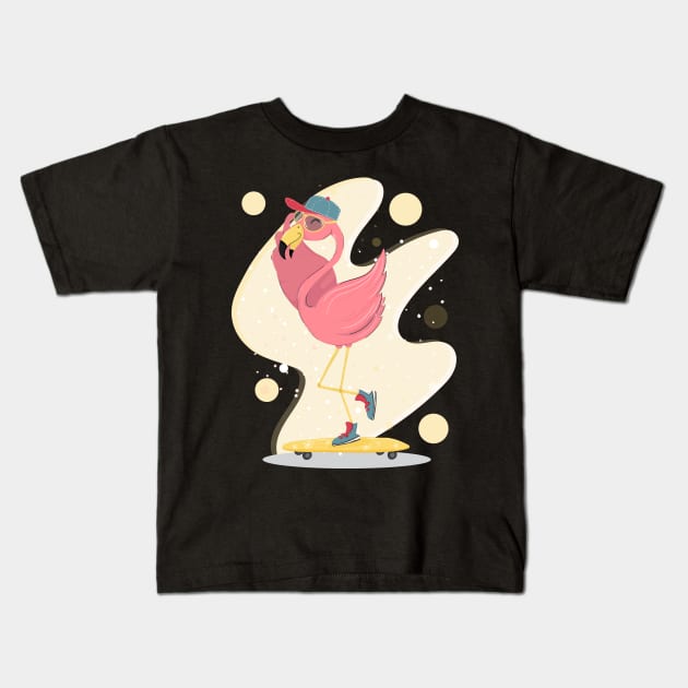 happy pink flamingo Kids T-Shirt by raffitidsgn